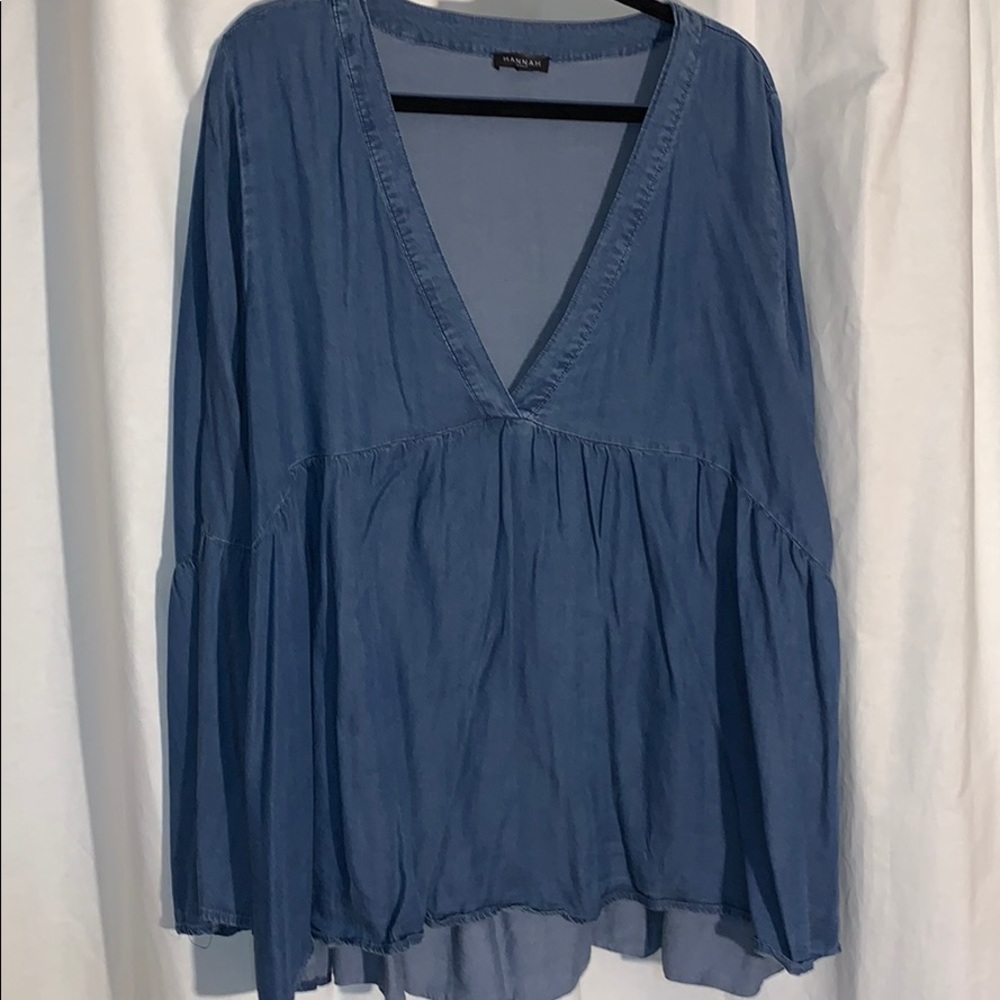 Denim Peasant Top